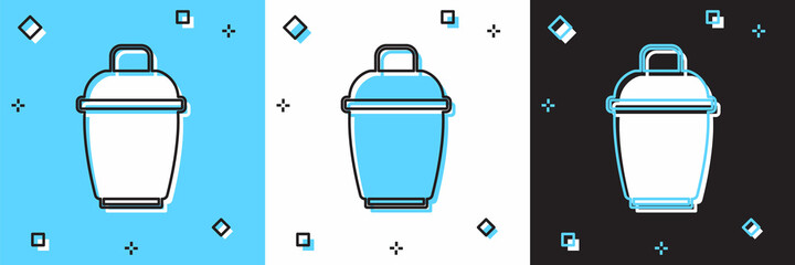 Set Cocktail shaker icon isolated on blue and white, black background. Vector