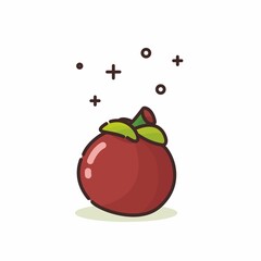 Illustration vector graphic of Mangosteen. Mangosteen minimalist style isolated on a white background. The illustration is Suitable for Web Landing Page, Banner, flyers, stickers, Card, etc.