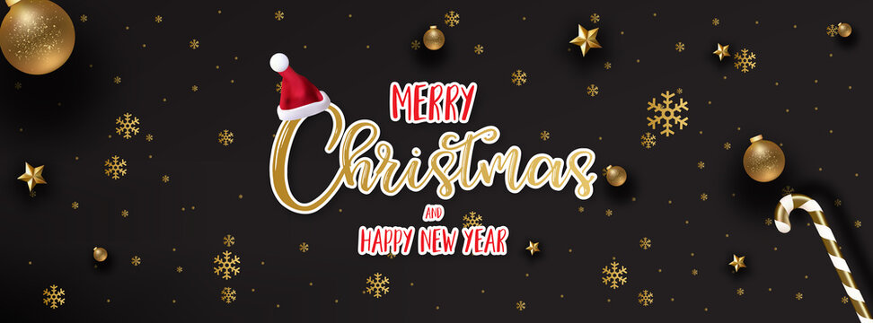 Merry Christmas and Happy New Year banner . linkedin cover, Facebook cover, instagram post,  Vector illustration .