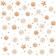 Seamless vector pattern from gingerbread decorations, on a light background.