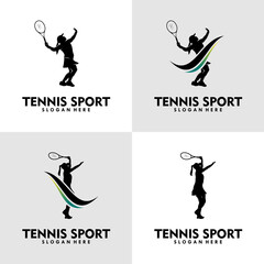 Set of tennis Logo template vector illustration design