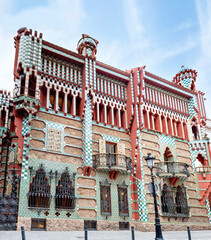 Facade of Casa Vicens in Barcelona. It is the first masterpiece of Antoni Gaudí. Built between...