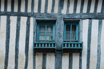 Fototapeta na wymiar Details of a half-timbered house in Honfleur France