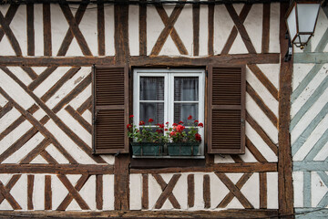 Details of a half-timbered house in Honfleur France