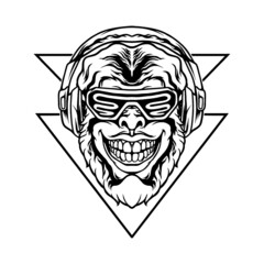Cyberpunk Monkey With Headphone Silhouette