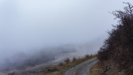 fog over the mountain road