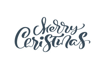 Hand drawn vector lettering text Merry Christmas. brush calligraphic phrase isolated on white background. Text for cards invitations, templates. Stock illustration