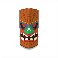 Wooden tiki mask illustration