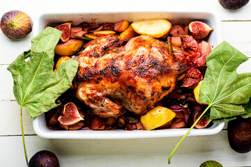 Roasted chicken with figs