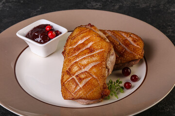 Roasted duck breast with sauce