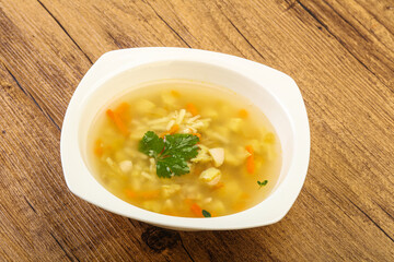 Tasty chicken soup with carrot