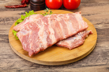 Raw pork ribs for cooking