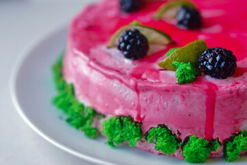 Delicious raspberry cake with lime