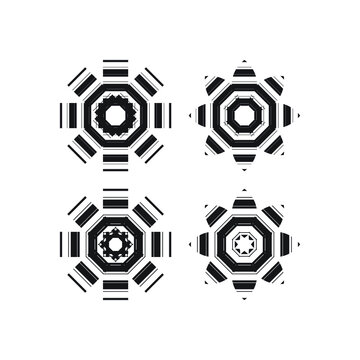 Circle geometric ornamental. Decorative round design set.