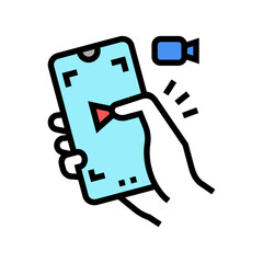 mobile video color icon vector. mobile video sign. isolated symbol illustration