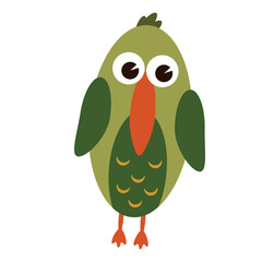 cartoon bird hand-drawn illustration. flying wild animals for children's illustrations. ornithological character in flat style