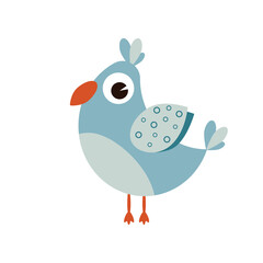 cartoon bird hand-drawn illustration. flying wild animals for children's illustrations. ornithological character in flat style
