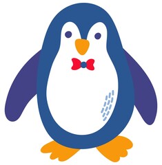Cute hand-drawn penguin . White background, isolate. Vector illustration.