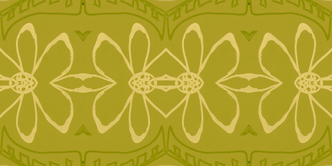 Flowers folk design. Seamless ethnic ornament. Hand drawn bohemian print.