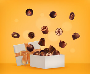 Realistic Candy Box Composition