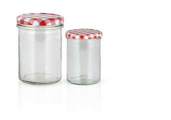 empty glass jar  with metal lid isolated on white background with clipping path