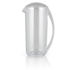 transparent clear plastic pitcher isolated on white  background with clipping path