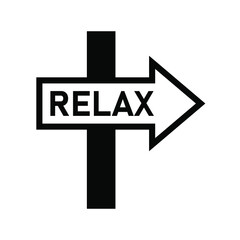 Relax arrow pointer, black sign for design on a white background, vector illustration