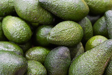 Fresh organic avocado in the box at farmer's market
