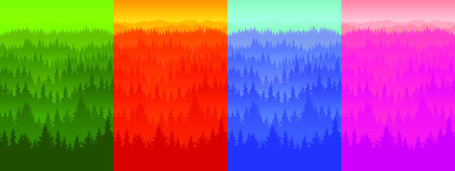 Laconic forest background with seasons for background, wrap, surface, web and print design. © Dmitry 