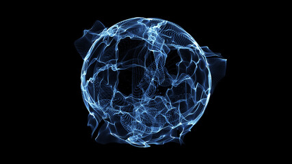 Abstract 3d sphere made of dots. Particles of a sphere. Futuristic technology style. particles in the shape of a ball.
