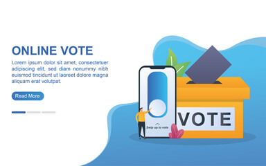 Online vote concept with the person sliding the button up to select.