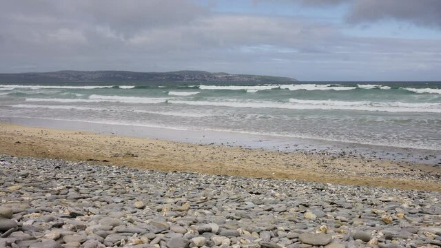 Dramatic Waves on Stoney Godrevy Beach in Cornwall near Gwithian on a Summer's Morning