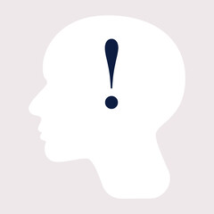 Human head silhouette with Exclamation point
