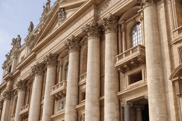 Detail of the external facade of St. Peter's Basilica, Rome, Italy