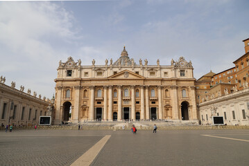Exterior facade of St. Peter's Basilica, Rome, Italy