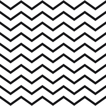 Black and white zigzag pattern, background. Chevron seamless vector.