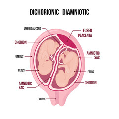 Obraz premium Dichorionic diamniotic twins with fused placenta