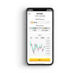 mobile phone with crypto buying screen