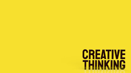 The  creative thinking word on yellow background for idea concept 3d rendering