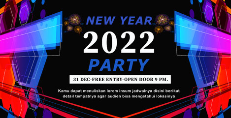 New Year Party 2022 -  black elegant backgroundfor new year party 2022
