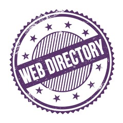 WEB DIRECTORY text written on purple indigo grungy round stamp.