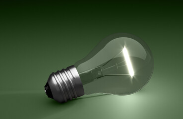 old glowing light bulb in front of background - 3D Illustration