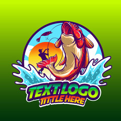 templeate logo fishing in the  river