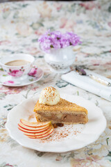Apple cake with ice cream