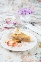 Apple cake with ice cream