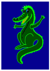 crocodile, dragon, vector, animal, illustration, china, cartoon, art, symbol, ancient, design, monster, fantasy, funny, tattoo, asia, crocodile, reptile, decoration, mythology, green, year, creature