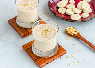 Oatmeal Smoothie in the Glasses, Healthy Food Photography 