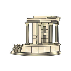 Side Tyche temple. Vector isolated on white background.