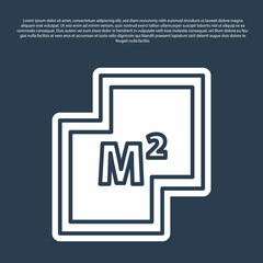 Blue line House plan icon isolated on blue background. Vector