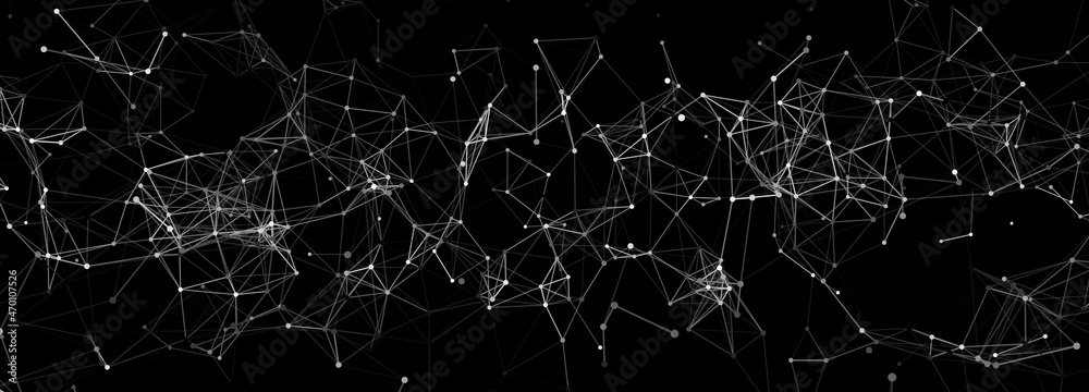Fototapete Abstract digital background of points and lines. Glowing white plexus. Big data. Network or connection. Abstract technology science background. 3d vector illustration.